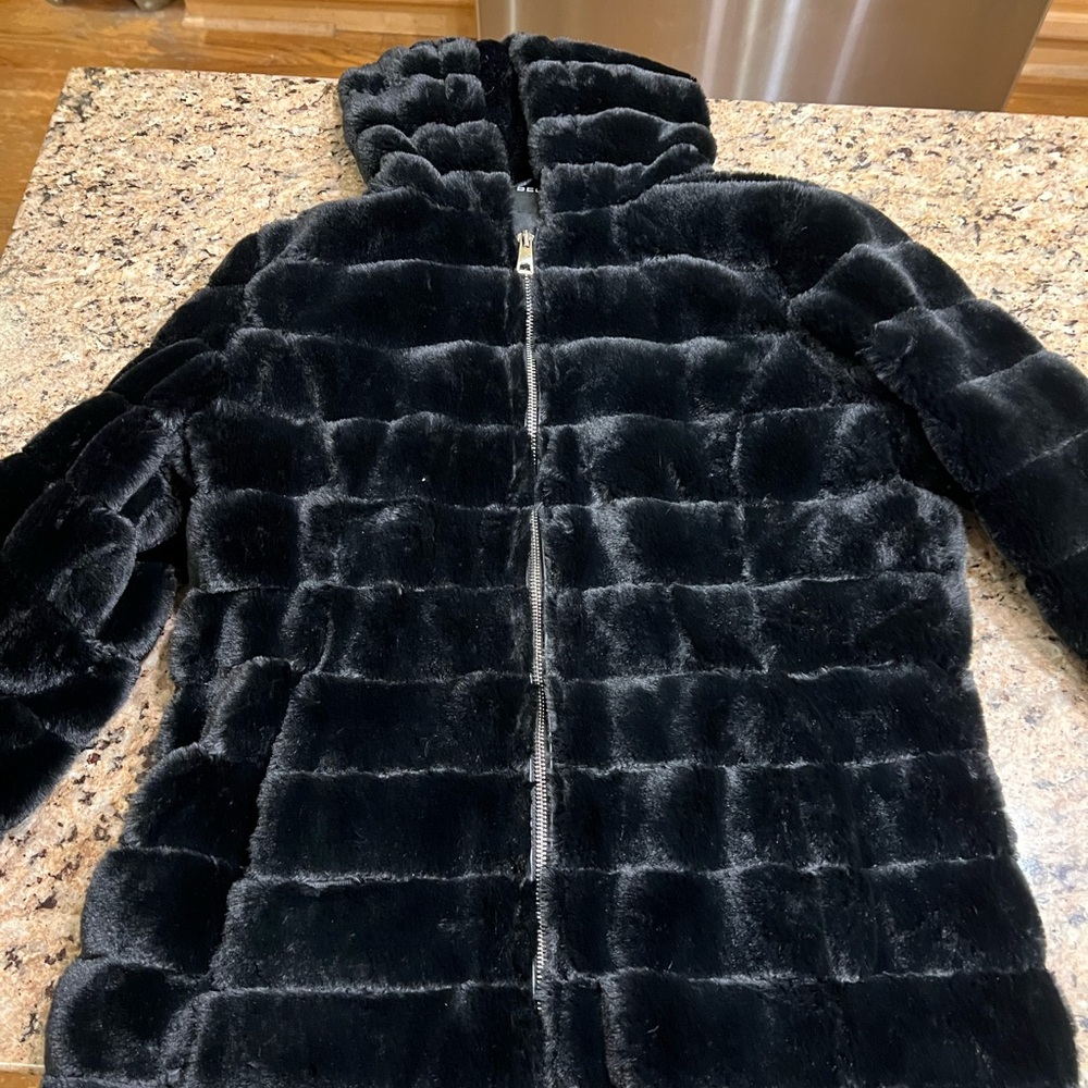 Luxurious Black Faux Fur Coat